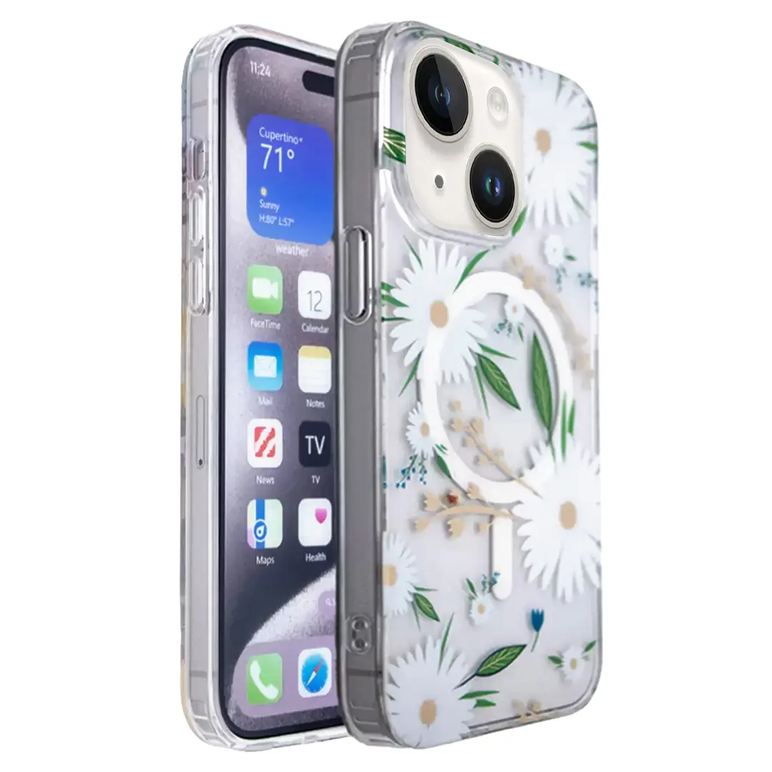 iPhone 15/iPhone 14/iPhone 13 Designed Case MagSafe White Daisy